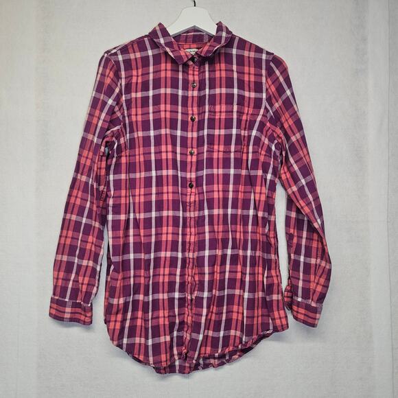 L.L. Bean Pink Plaid Long Sleeve Button up Shirt - Picture 1 of 8